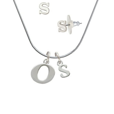 Delight Jewelry Large Initial O S Charm Necklace And Large Initial O S Charm Necklace And Stud Earrings Jewelry Set