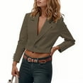thumbnail image 2 of Cropped Blazers for Women 2025 Long Sleeve Notch Lapel Collar Button Business Casual Work Office Jacket, 2 of 5