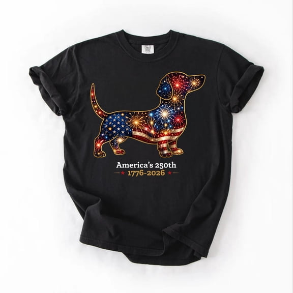 Dachshund America’s 250th Shirt Patriotic Wiener Dog Tee USA Fireworks Puppy Gift for Dog Lovers