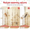 thumbnail image 6 of Floor to Ceiling Cat Tree, Tall Cat Tower Adjustable Height (88”-114”=223-290CM), 6-Tier Cat Climbing Tower with 18 Fully Sisal Scratching Posts,Beige, 6 of 9