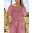 thumbnail image 3 of Vestido ZESICA para mujer, verano 2025, casual, manga ondulada, rosa, 3 of 6