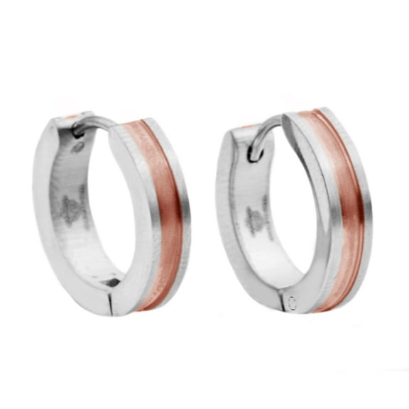 Mens Rose Plated Stainless Steel Earrings