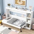 thumbnail image 2 of MODERNLUXE Wood Twin Size Murphy Bed, Storage Wall Bed with Shelves, Convertible into A Cabinet, White, 2 of 16