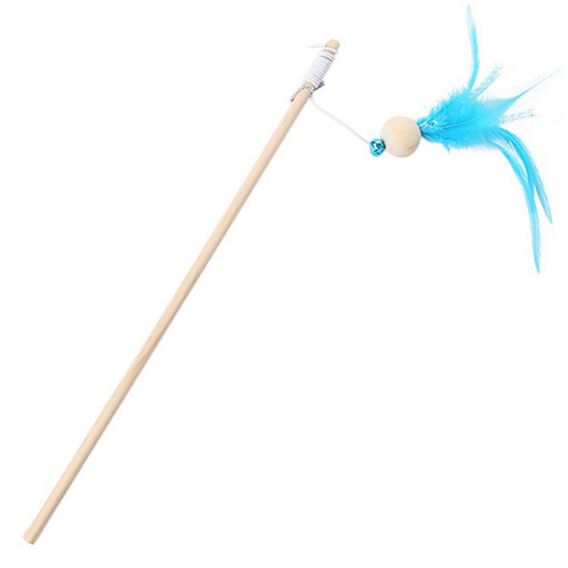 Kitten Feather Wand Interactive Beaded Funny Cat Bell Wand Kitten Teaser Toy