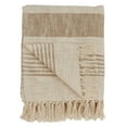 thumbnail image 2 of SARO TH387.N5060 Cotton Throw with Striped & Tasseled Design  Natural, 2 of 4
