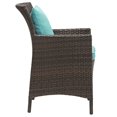 thumbnail image 2 of Modway Conduit 17" Rattan & Aluminum Patio Dining Armchair in Brown & Turquoise, 2 of 3