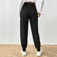 thumbnail image 6 of ClodeEU Women's High Waisted Smocked Waist Jogger Pants,Casual Loose Fit Joggers with Elastic Cuffs Black,Women's Plus XXL, 6 of 9