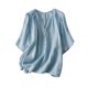 thumbnail image 2 of Blusas de Color Sólido Fiudx para Mujer Manga Corta con Cuello Levantado y Botones Sueltos, 2 of 7