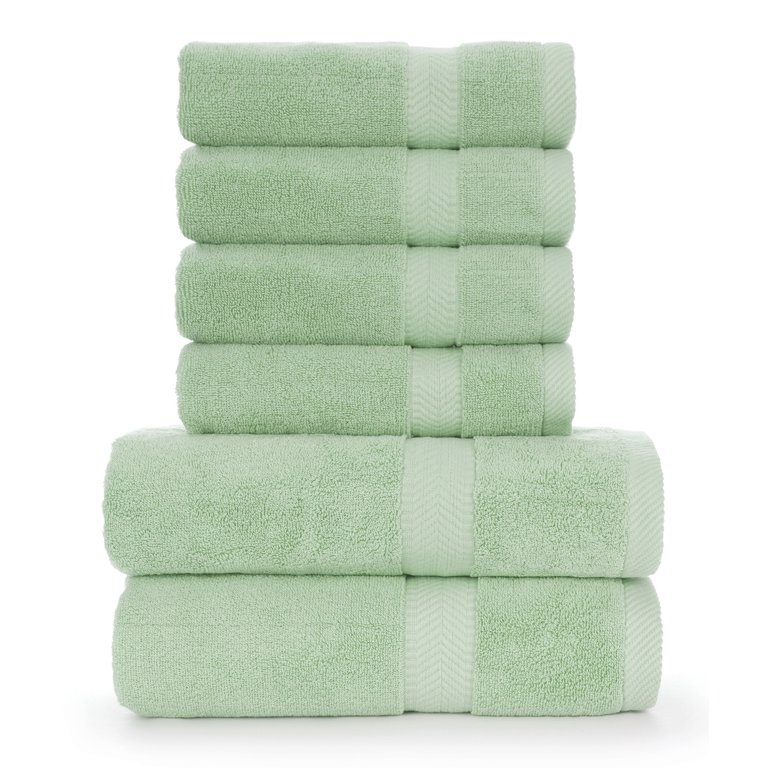 Ring Spun Kitchen Hand Towel Sheet for Family, Set of 6, Mint Green