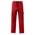 thumbnail image 2 of SWSMCLT Men's Bottom Closed Casual Cargo Pocket Carpenter Belt Cargo Pants Billowy Casual Pants Work Utility Pants Burgundy Large, 2 of 4