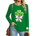 thumbnail image 6 of St. Patrick's Day T-Shirt for Women Glitter Shamrock Graphic Crewneck Long Sleeve Slim Fit Festive Top Saint Paddy's Day Party Celebration Clothes, 6 of 6
