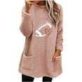 thumbnail image 2 of Baqcunre Women's Sweaters Women Double Fuzzy Baseball Heart Sweatshirt Faux Fleece Zip Pullover Sweaters Sweatshirts Coat Outwear Crewneck Sweatshirts Fall Outfits Women Trendy Pink XL, 2 of 6
