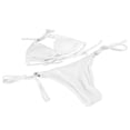 thumbnail image 3 of Conjunto de bikini entrecruzado con lazo lateral de color puro para mujer, traje de baño de 2 piezas, traje de baño para natación en la playa de verano, blanco M YUNYI BRAND  Deportes, 3 of 8