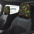 thumbnail image 2 of Kdxio Mardi Gras Surface Pattern Print 2 Piece Car Head Rest Covers Set Auto Front/Rear Seats Headrest Cover Universal Fit Most Cars,Sedan, SUV, 2 of 9