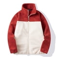 thumbnail image 7 of LEAVINGSUO Men's Zip-up Cardigan Sweatshirt Solid Color Long Sleeved Stand Up Collar Pocket Warm Jacket Red XL, 7 of 7