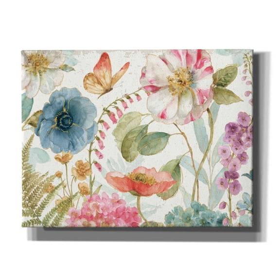 Epic Graffiti 'Rainbow Seeds Flowers I on Wood' by Lisa Audit, Canvas Wall Art, 34"x26"