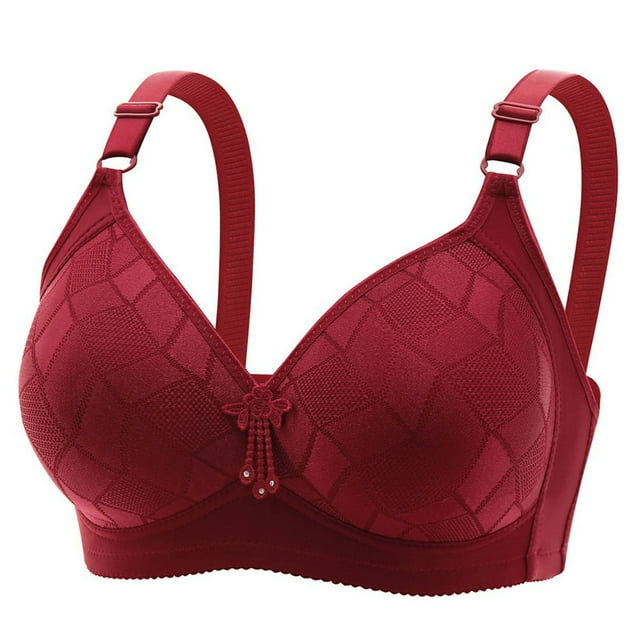 LOVZFMLL Soutiens-Gorge pour Femmes Soutien-Gorge Imprimé Grande Taille Quotidien Sans Armatures Rouge m
