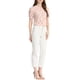 thumbnail image 2 of INSPIRAR CHIC Blusas de Mujer con Fruncidos Cuello Redondo de Manga Corta Espalda con Abertura Floral S Blanco Rosa, 2 of 7