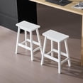 thumbnail image 3 of Hassch White Bar Stools Set of 2, 24.2" Counter Height Pine Wood Saddle Seat Stools with Footrests, for Dining Room, Kitchen Island, Home Pub, 3 of 10