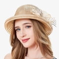 thumbnail image 7 of Riforla Womens Summer Dress Hat Wide Leaf Flower Bridal Shower Hat Sun Hats Beach Hat Beach Hats for Women Khaki, 7 of 7