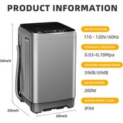 Kcpolre Portable Washing Machine 17.8 lbs Full-Automatic Compact Washer Machine for Apartment, 10 Wash Program Small Portable Washer for Dorm, Apartment, Home, Grey