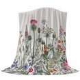 thumbnail image 6 of Spring Floral Blanket Soft Cozy Warm Twin Blanket for Bed, Plush Fuzzy Flannel Fleece Blankets for Sofa, Country Botanical Watercolor Botanical Throw Blankets for Couch, Gifts for Men, 60"x80", 6 of 9