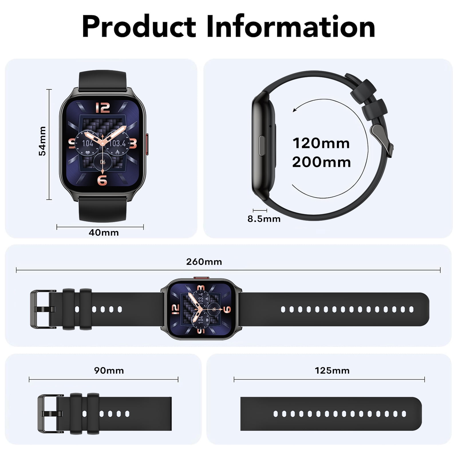 Smart Watch for Android and iPhone, TIGRADE Answer/Make Call Smartwatch for Men Women Waterproof, 23 Sport Modes, Fitness Activity Tracker, Heart Rate