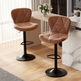thumbnail image 1 of Hawsaiy Modern Bar Stools Set of 2, Adjustable Faux Leather Upholstered Swivel Bar Stools, Counter Height Bar Chairs with Back for Kitchen Island, Brown, 1 of 6