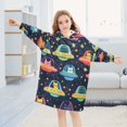 thumbnail image 5 of FORMRS Wearable Blanket Hoodie with Sleeves for Kids Cozy Flannel Sweatshirt, Cartoon Space Cat, 5 of 7