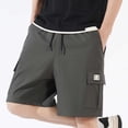 thumbnail image 5 of BXJX Boys Athletic Shorts Size 10-12 T, Multi-pocket Casual Quick-dry Elastic Waist Kids Shorts with Drawstring Gray, 5 of 10