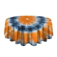 thumbnail image 5 of Orange Blue White Tie Dye Mandala Pattern Round Tablecloth 60"x60",Wrinkle Wipeable Table Cloth for Kitchen Dining Room Picnic Patio Party, 5 of 6