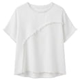 thumbnail image 4 of RUTAYY Women's T-Shirt Casual Solid Color Short Sleeve Crew Neck Tops Relaxed Casual Everyday Wear Fashion Seaside Tees, 4 of 4