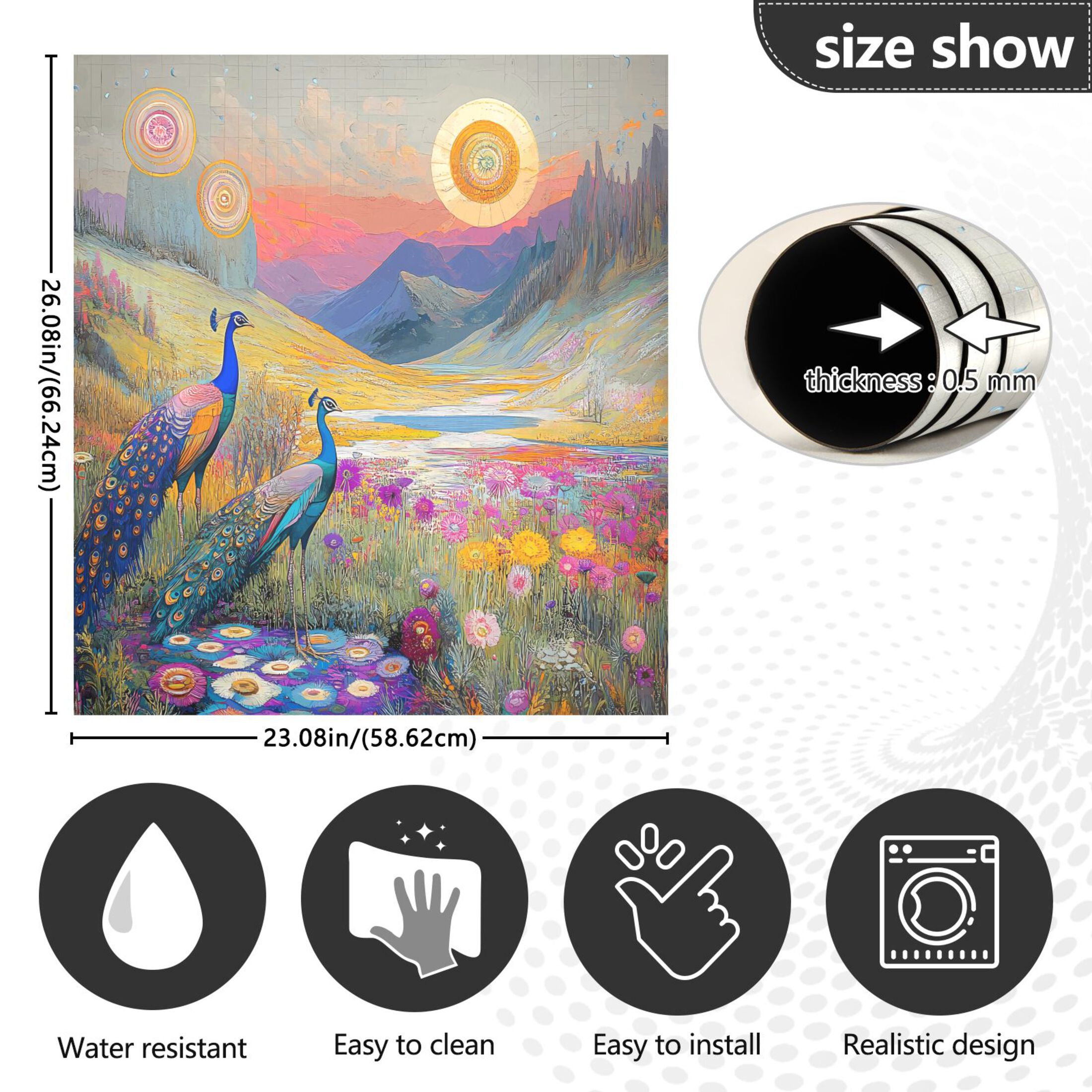 Dishwasher Magnet Cover Magnetic Fridge Door Cover Home Kitchen Decor Peacocks in Alpine Meadow 23"x 26"