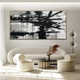 thumbnail image 3 of Black and white oil painting large abstract wall art canvas modern handmade oil painting, large white wall art hallway art decor,(122*244cm)48*96 Inches,Unstretched,Frameless, 3 of 4