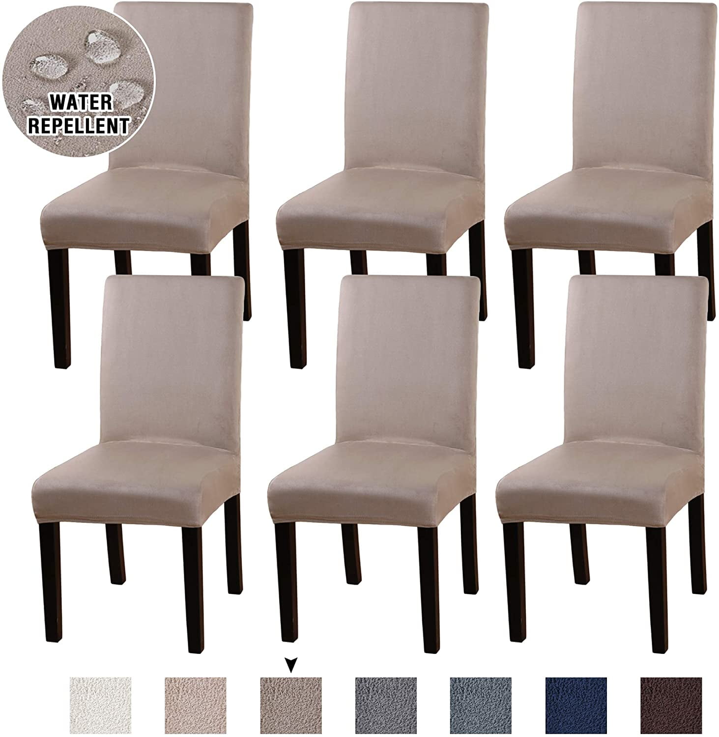 Suede Stretch Dining Chair Covers Set of 6 Chair Covers ...