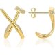 thumbnail image 1 of Sterling Silver Cubic Zirconia Half Hoop Stud Earrings Looks Like 4 Gold Hoop Earrings for Women, 1 of 4