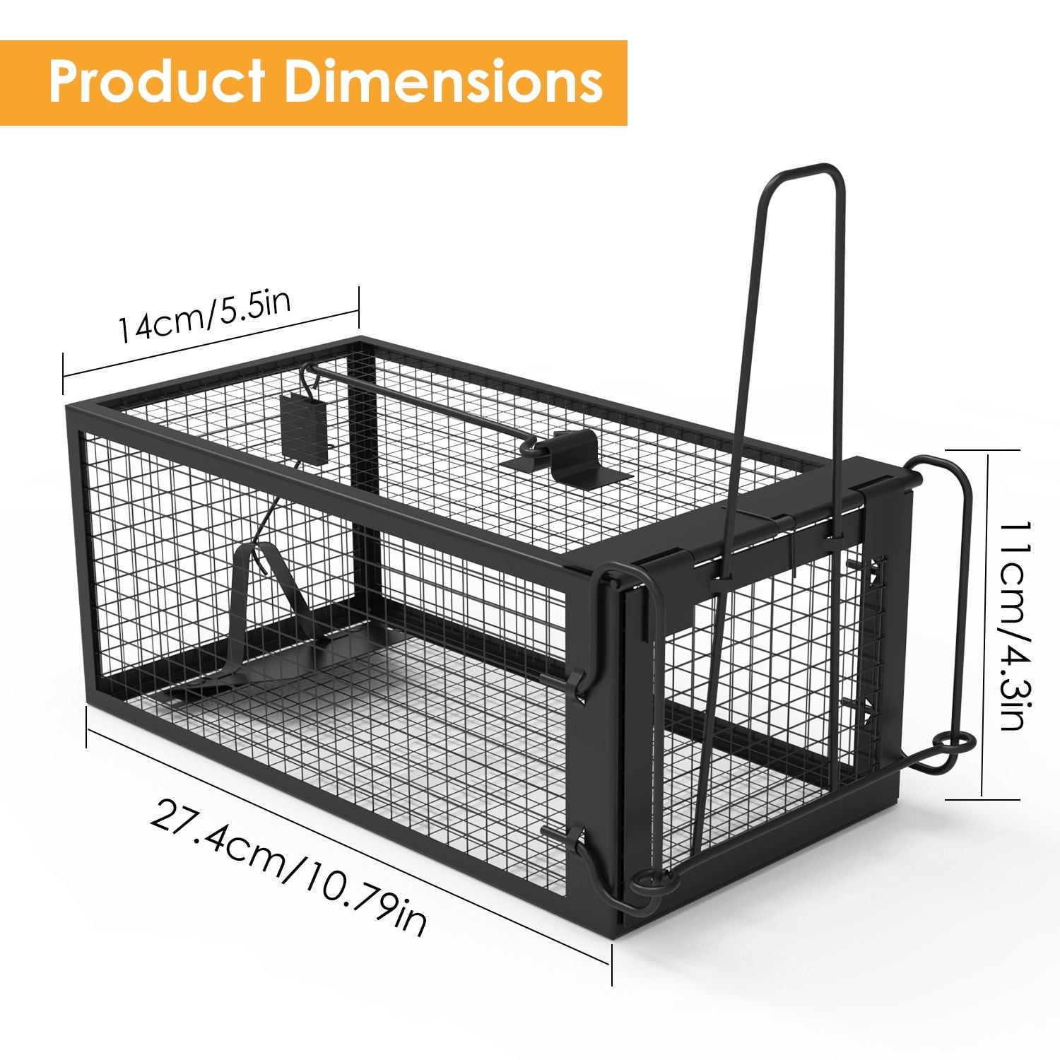 2Pcs Humane Mouse Trap Cage, High Sensitivity Gravity Pedal Galvanized Steel Rodent Trap, Rust-Proof Reusable Live Animal Cage for Indoor Outdoor