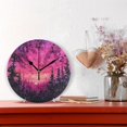 thumbnail image 2 of Purple Sky and Dark Forest Round Wall Clock Silent Battery Operated Home Decor for Living Room Bedroom, 2 of 7