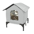 thumbnail image 3 of Casa para gatos al libre, refugio para gatitos, cálida, aislante, impermeable, tienda de campaña para gatos salvajes, refugio para el invierno, L Gris, 3 of 8