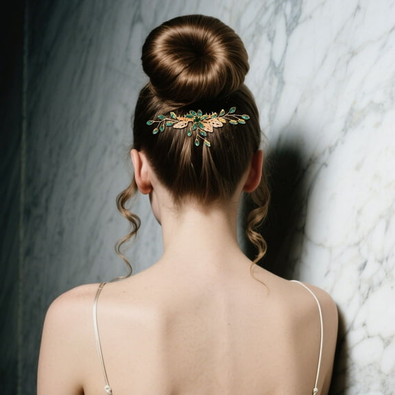 HEANUJJ Vintage Green Crystal Bridal Headpiece Alloy Rhinestone Timeless Fusion for Weddings