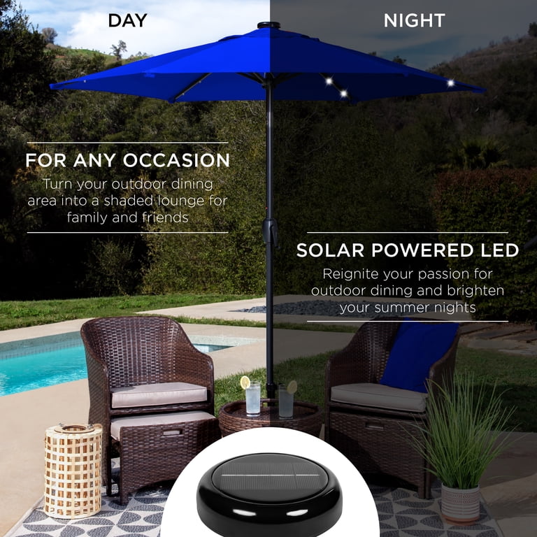 Best Choice Products 7.5ft Outdoor Solar Patio Umbrella for Deck, Pool w/  Tilt, Crank, LED Lights - Resort Blue - Walmart.com