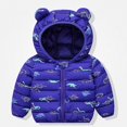 thumbnail image 2 of DJDLJWCJ Unisex Baby Toddler Hooded Puffer Coat with Bear Ear Kids Winter Thick Warm Printed Jacket, Infant Boys Girls Zip Up Outerwear Blue Size 4T, 2 of 5