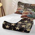 thumbnail image 4 of Manfei Vintage Bass Fish Twin Quilt Set, Rustic American Flag Twin Coverlet Set, Red Navy Beige, 2pcs, 1 Bedspread and 1 Pillowcase, 4 of 7