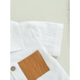 thumbnail image 6 of Wassery Baby Boy Clothes Sets 6M 12M 18M 24M 2T 3T Infant Boys Summer Outfits Contrast Color Pocket Turn-Down Collar Short Sleeve Shirts and Elastic Waist Shorts 2pcs Toddler Boys Clothes Set, 6 of 8