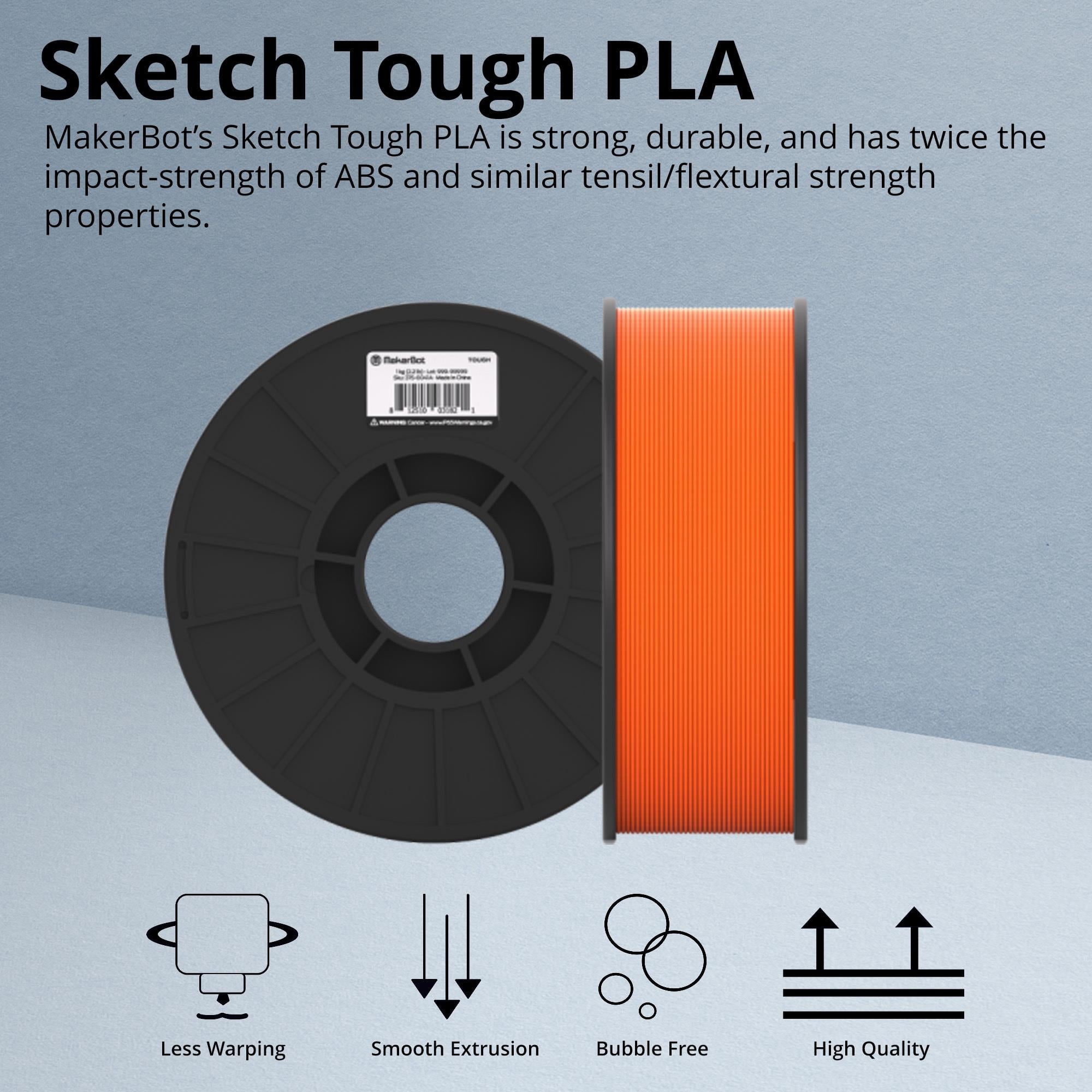 MakerBot 375-0041A Sketch Tough PLA Filament for Sketch 3D and Sketch Large 3D Printers (Orange, 2.2lb)