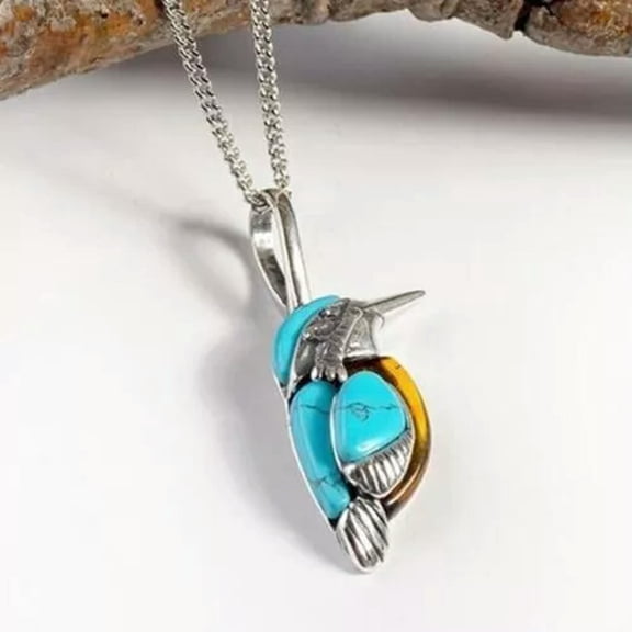 K-KED 925 Silver Bird Pendant Chain Necklace Women Turquoise Wedding Party Jewelry-#2