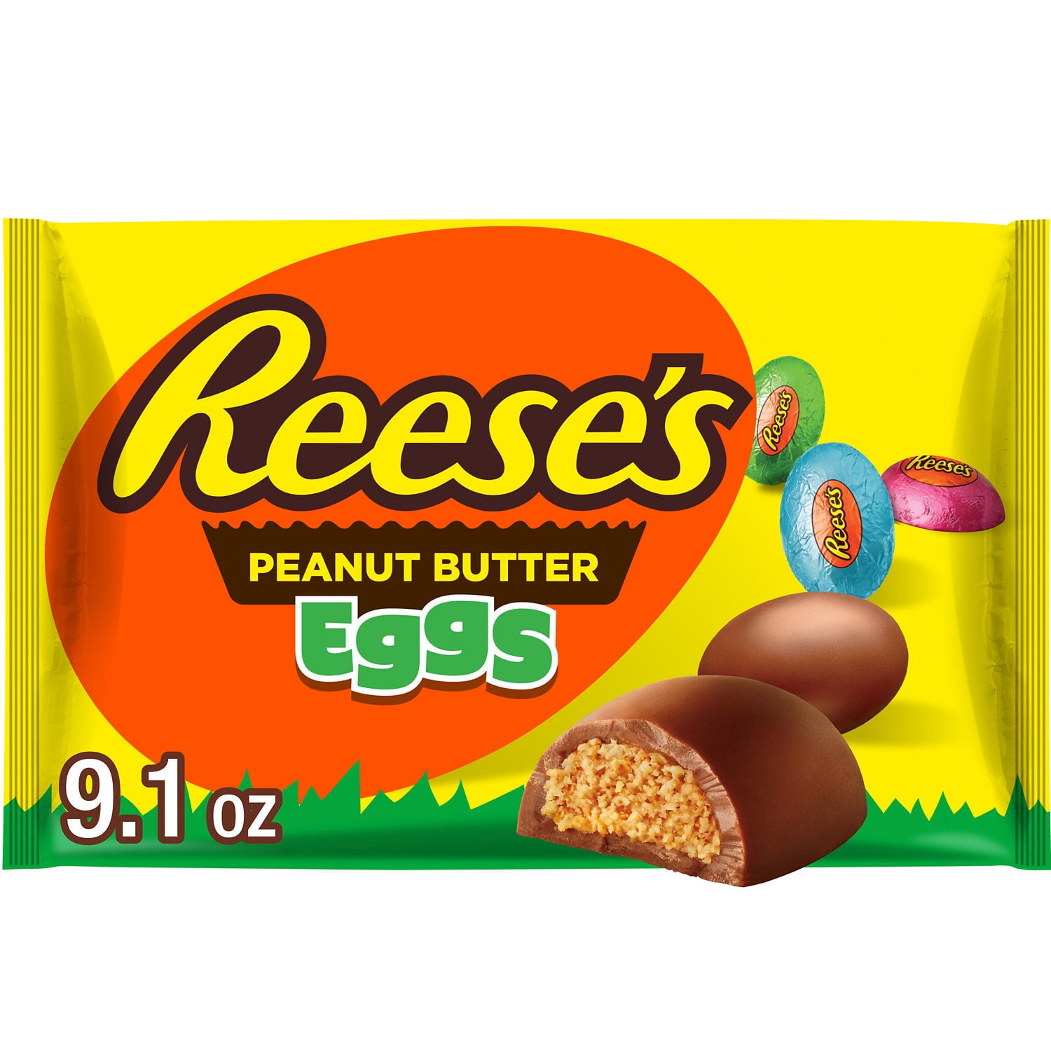 REESE'S Chocolate Peanut Butter Creme Eggs, Easter Candy Basket Stuffer Bag, 9.1 oz