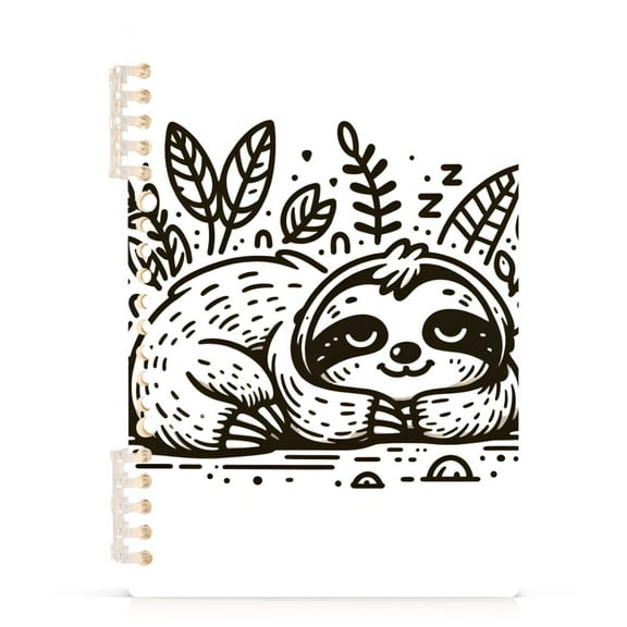 Hand Drawn Sloth Sleeps Spiral Journal Notebook College Ruled Notebook 8.3" x 5.7" A5 Lined Thick Paper Page