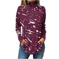 thumbnail image 1 of FAIWAD Plus Size Tops for Women Long Sleeve Round Neck Print Slim Stretch Pullover Tops, 1 of 4