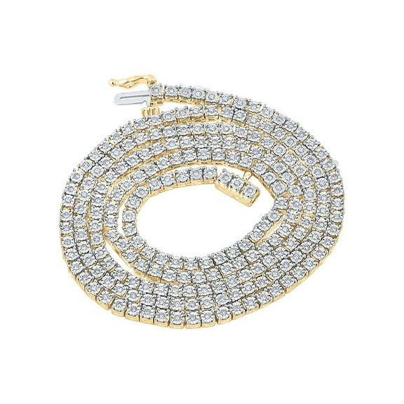 10kt Yellow Gold Mens Round Diamond 24-inch Chain Necklace 1-1/2 Cttw